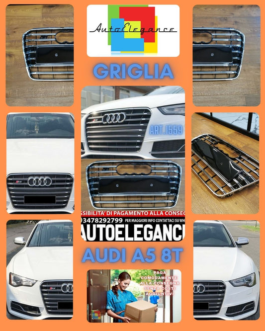 GRILLE SUITABLE FOR AUDI A5 2007-2011 RS5 LOOK BLACK SPORTY DESIGN 