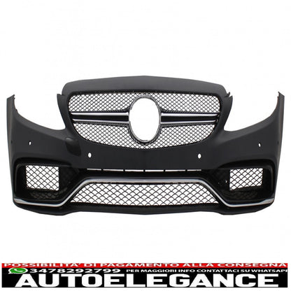 paraurti anteriore con diffusore posteriore e terminali di scarico pacchetto night black edition sport adatto per mercedes classe c w205 s205 (2014-2020) design c63