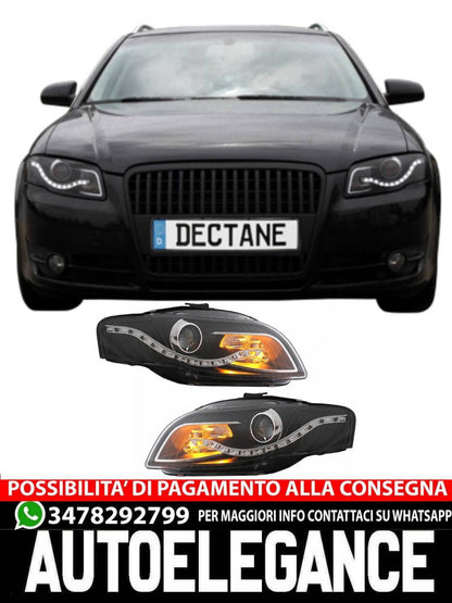 Fari anteriori LED DRL DAYLIGHT adatto per Audi A4 B7 (11.2004-03.2008) Nero