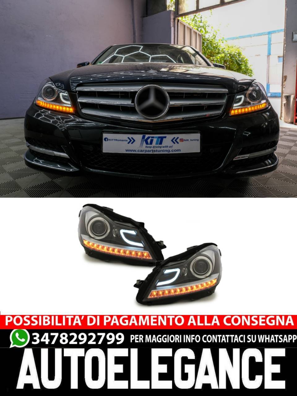 Fari anteriori DRL a LED adatti per Mercedes Classe C W204 S204 C204 2011-2014