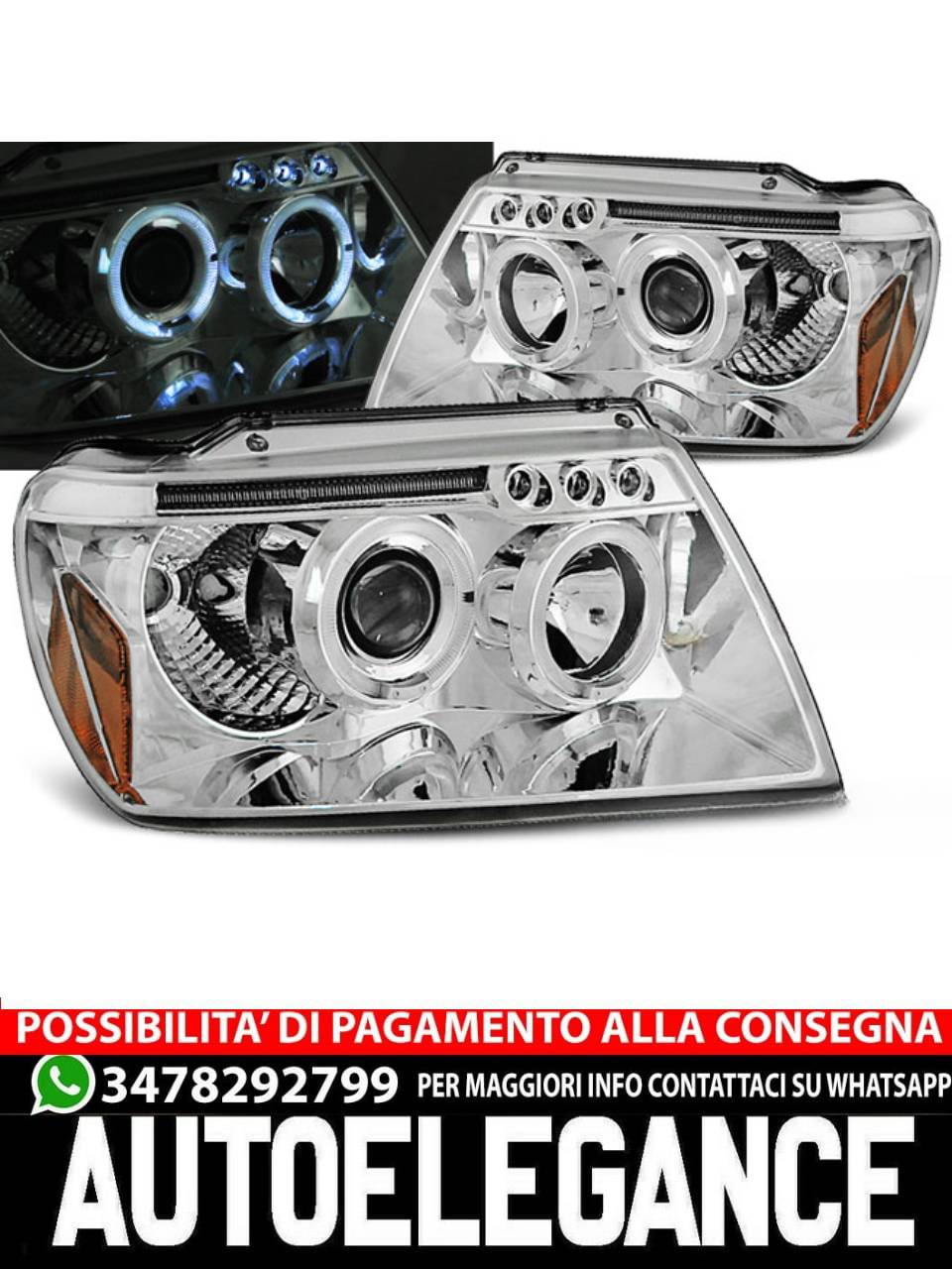 CHRYSLER JEEP GRAND CHEROKEE 99-05.05 CHROME ANGEL EYES 