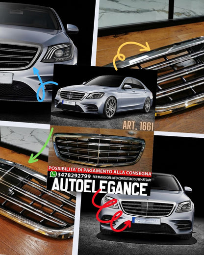 GRIGLIA ADATTA PER MERCEDES-BENZ CLASSE S W222 2014-2019 LOOK AMG CROMATA/NERA