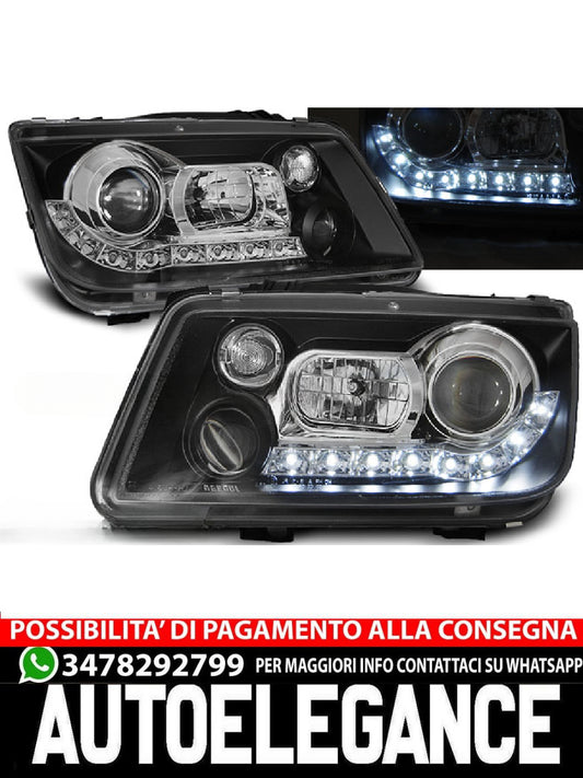 FARI ANTERIORI DAYLIGHT NERO per VW BORA 09.98-05.05