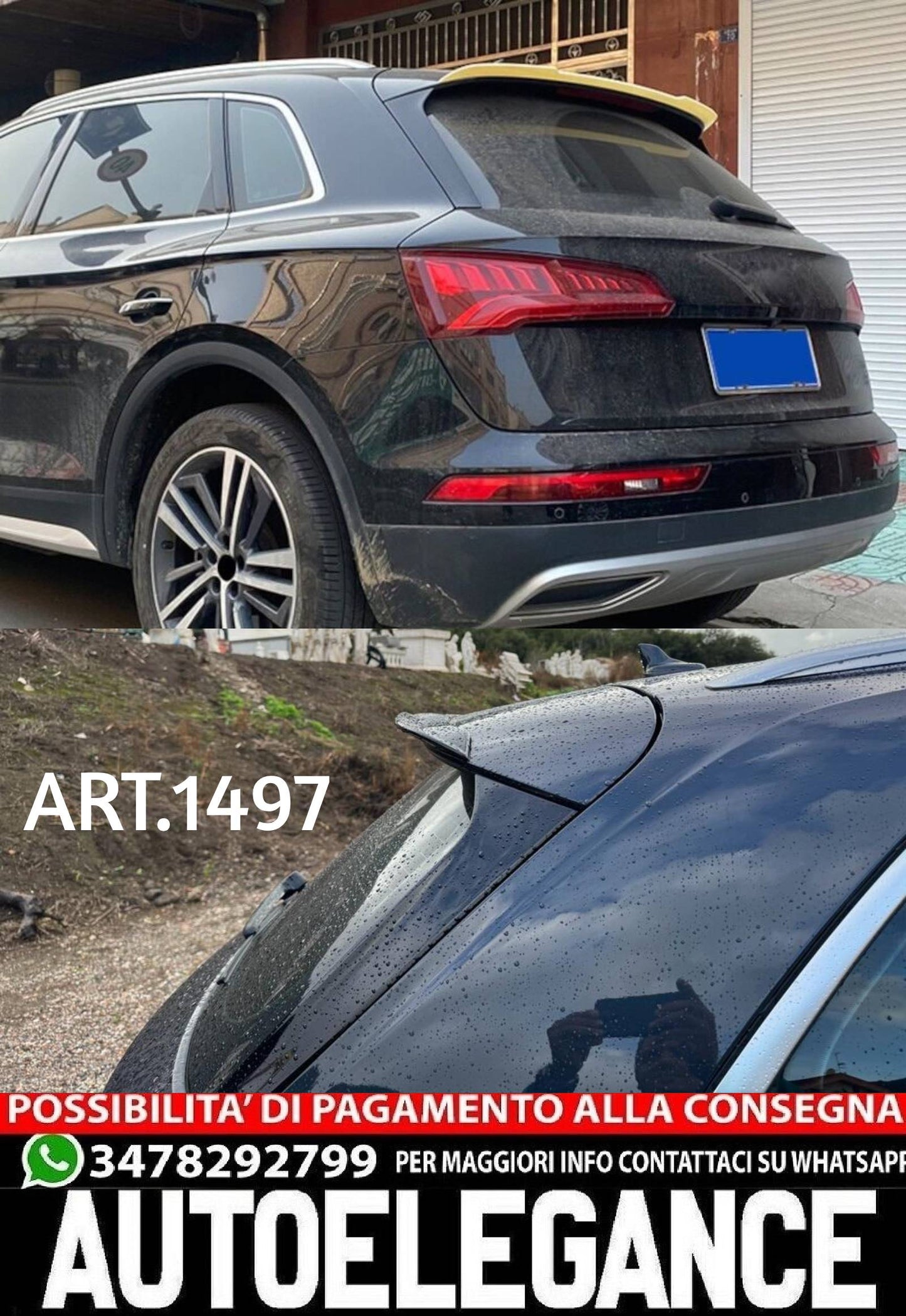 ROOF SPOILER WING SUITABLE FOR AUDI Q5 FY 2017-2020 TUNING LOOK GLOSSY BLACK 