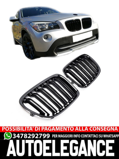 ADATTO PER BMW X1 E84 SPORT GRIGLIA RADIATORE DOPPIA STRISCIA NERA LUCIDA