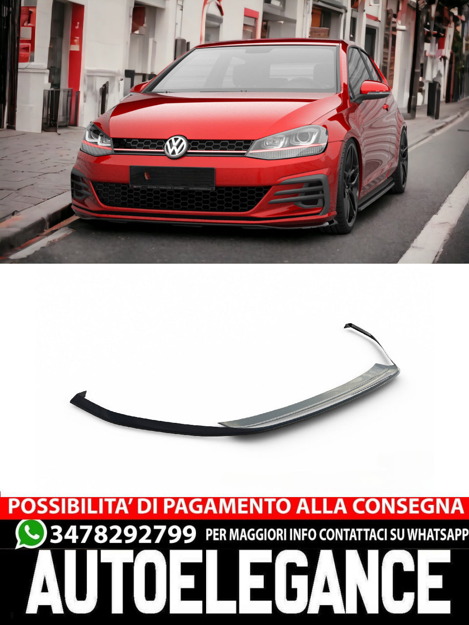 SPLITTER ANTERIORE V.4 ADATTO PER VOLKSWAGEN GOLF GTI MK7 FACELIFT