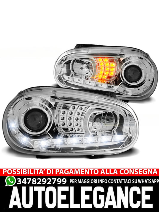 FARI ANTERIORI DAYLIGHT CHROME adatti compatibili per VW GOLF 4 09.97-09.03