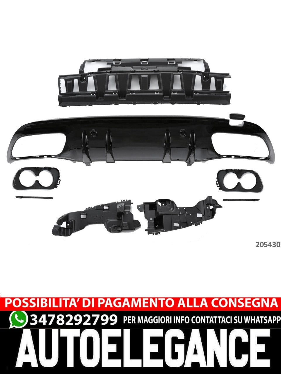 Diffusore spoiler posteriore + marmitte (CROMATO) in LOOK SPORTIVO per Mercedes