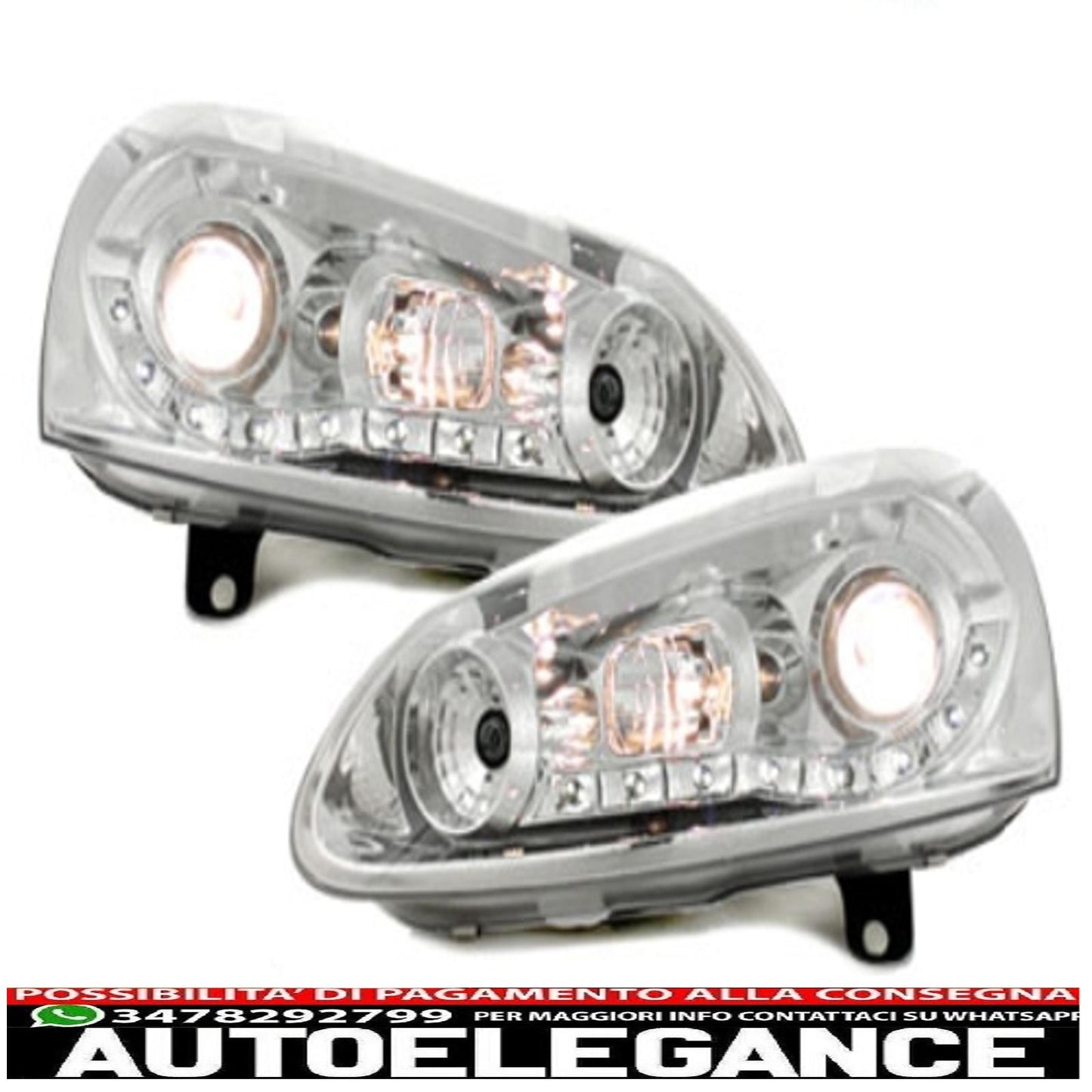 drl led dayline headlights suitable for vw golf v (2003-2009) suitable for vw jetta (2005-2011) chrome 
