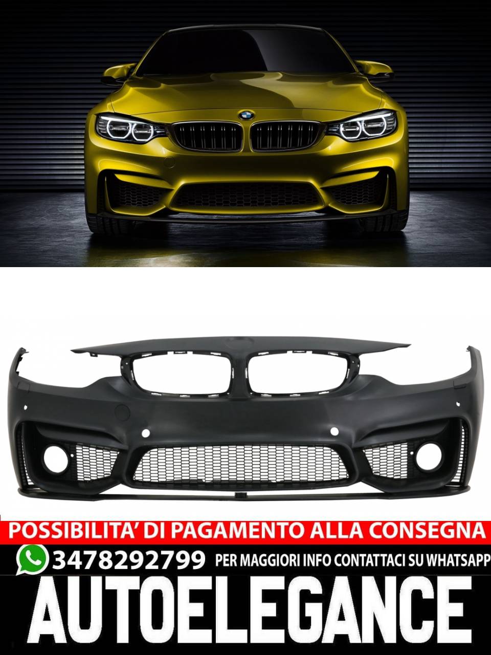 Paraurti anteriore adatto per BMW Serie 4 F32 F33 F36 (2013-2017) M4 Design