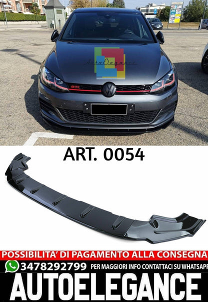 SPLITTER 3 PZ ADATTO PER VW GOLF 7 GOLF 7.5 GTI GTD RLINE NERO LUCIDO