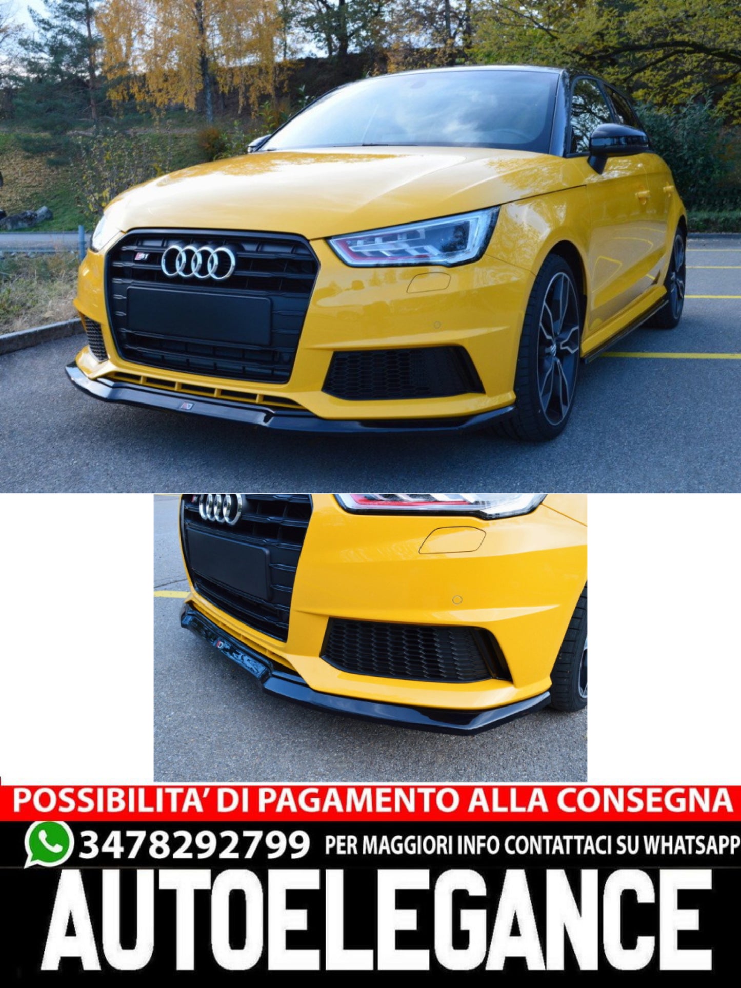 SPLITTER POSTERIORE CENTRALE adatto compatibile per AUDI S1 8X (2014-2018)