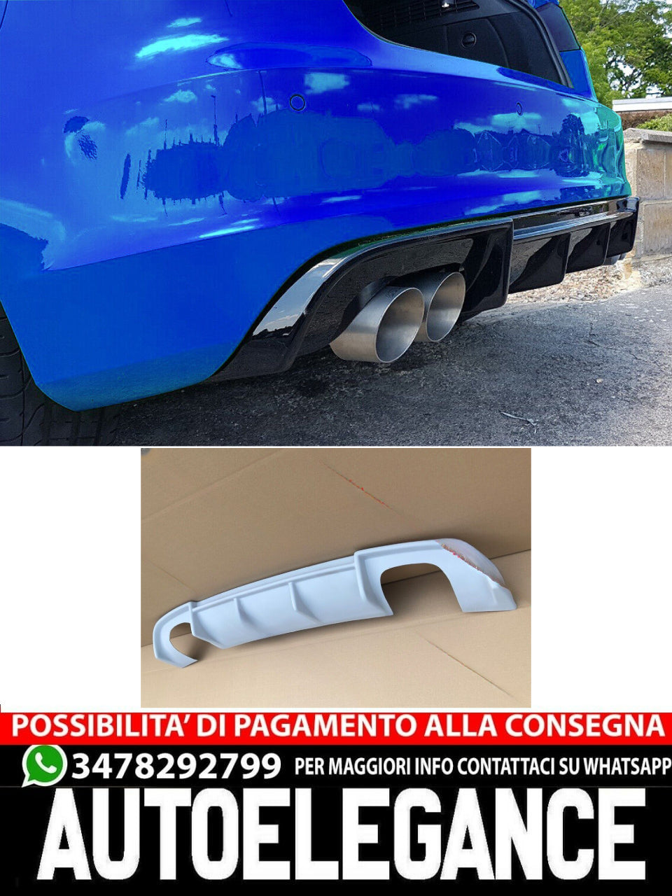 DIFFUSORE  adatto per AUDI A3 8V S-LINE S3 ( 2013-2016 )