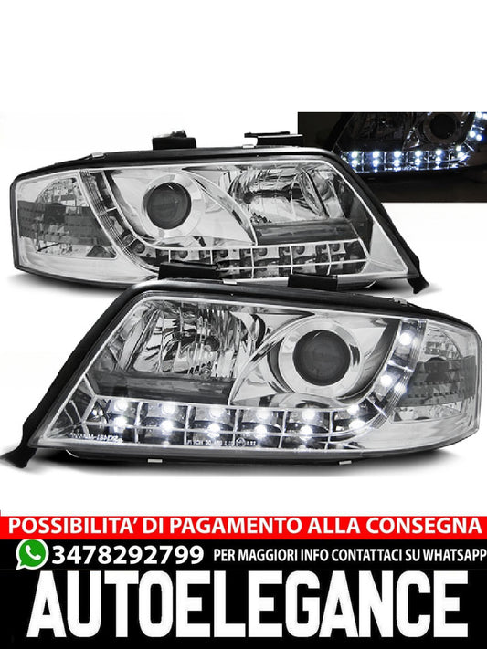 FARI ANTERIORI DAYLIGHT CHROME ADATTI COMPATIBILI per AUDI A6 06.01-05.04
