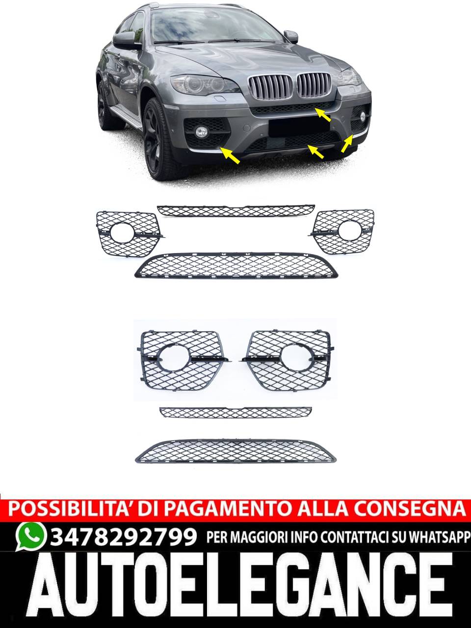 Grille Bumper Fog Light Trim Set Fit For BMW X6 E71 06-14