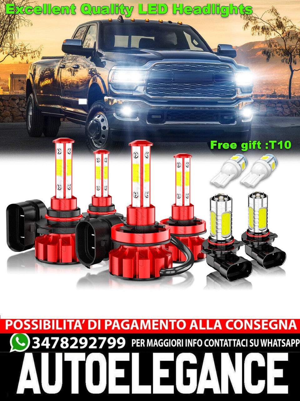 For Lincoln Aviator 2003-2005 6000K 6X LED Headlight + Fog Light Bulb Combo Kit 