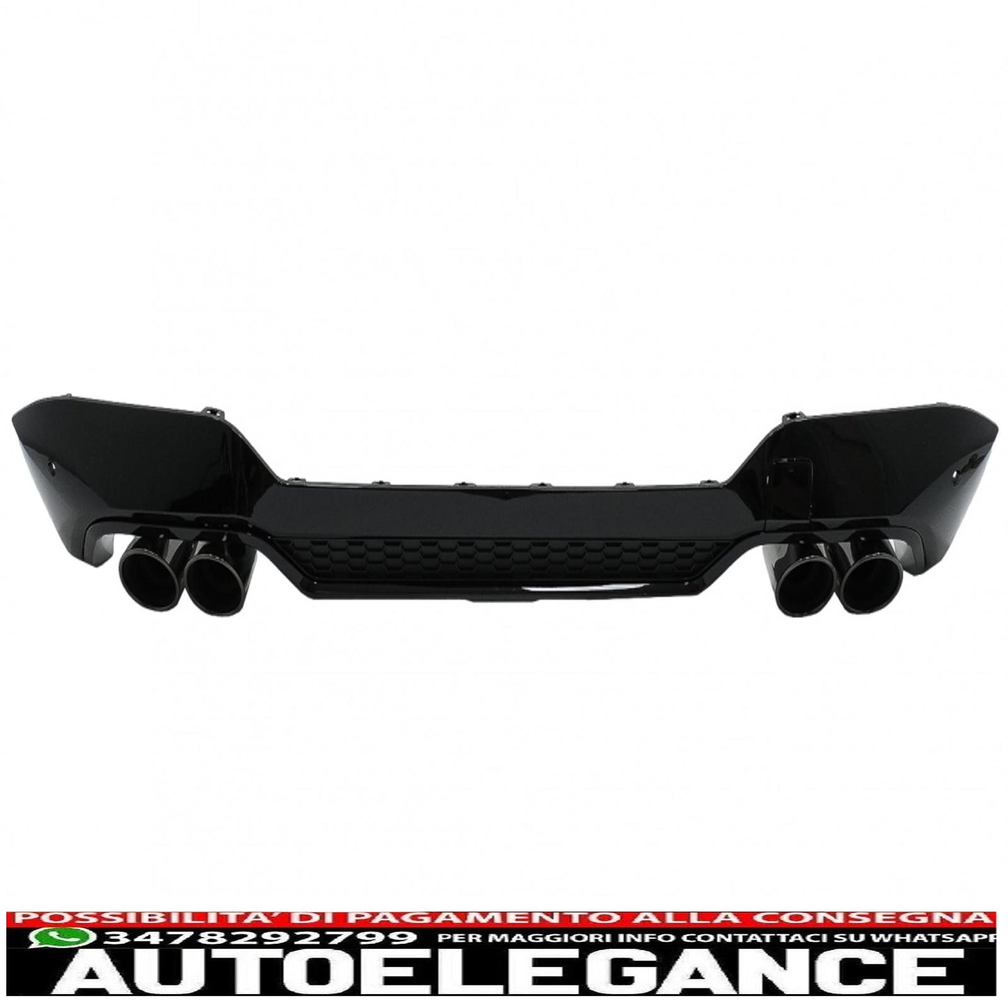 Diffusore mantovana paraurti posteriore doppia uscita con terminali di scarico adatto per BMW X3 G01 LCI M-Sport (2021-up) Piano Black
