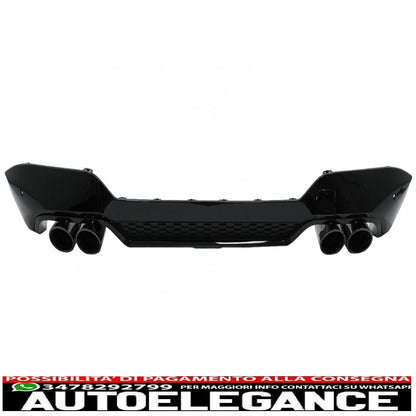 Diffusore mantovana paraurti posteriore doppia uscita con terminali di scarico adatto per BMW X3 G01 LCI M-Sport (2021-up) Piano Black