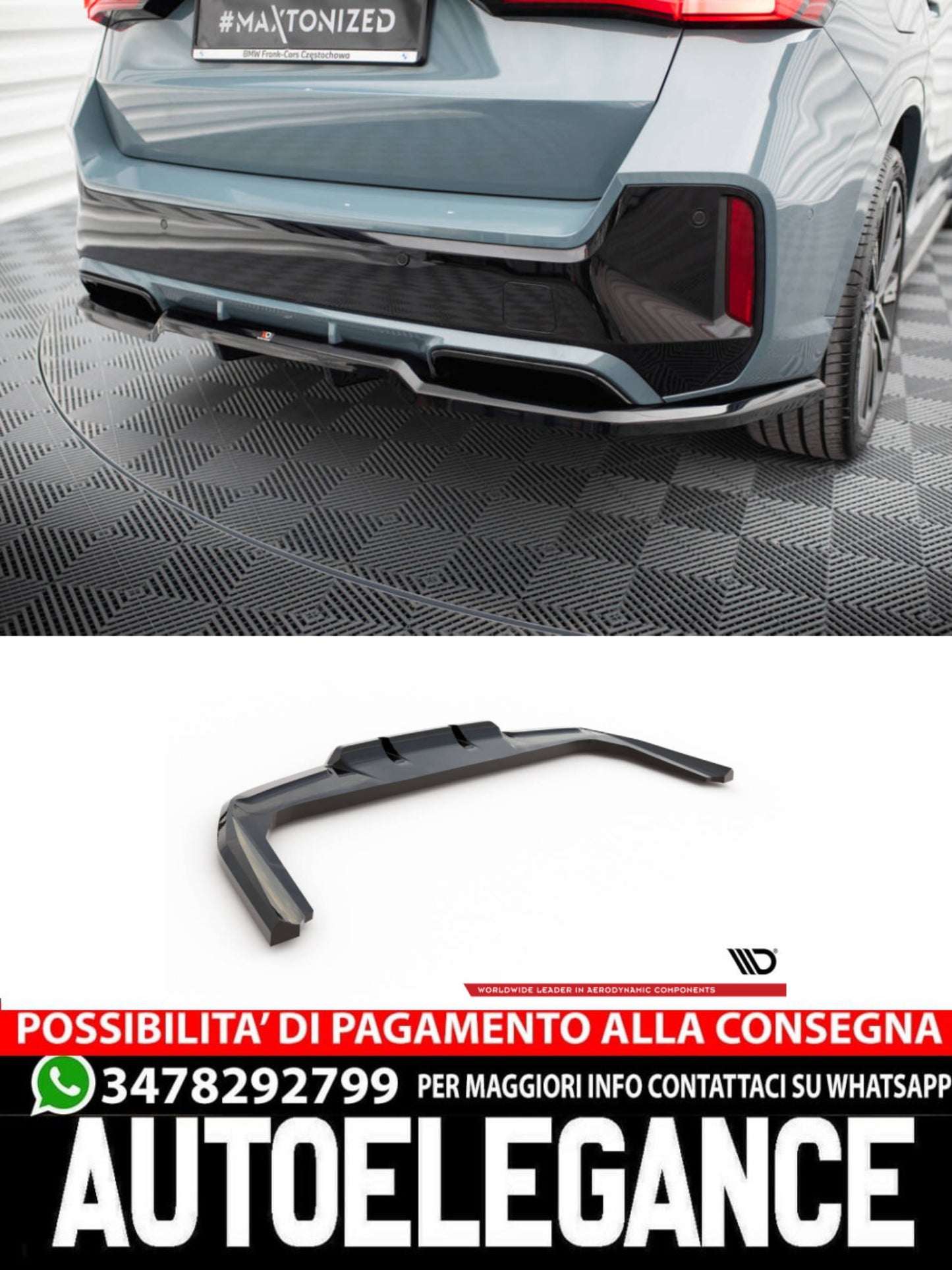 SPLITTER POSTERIORE CENTRALE  (CON BARRE VERTICALI) ADATTO PER BMW X1 M-PACK U11