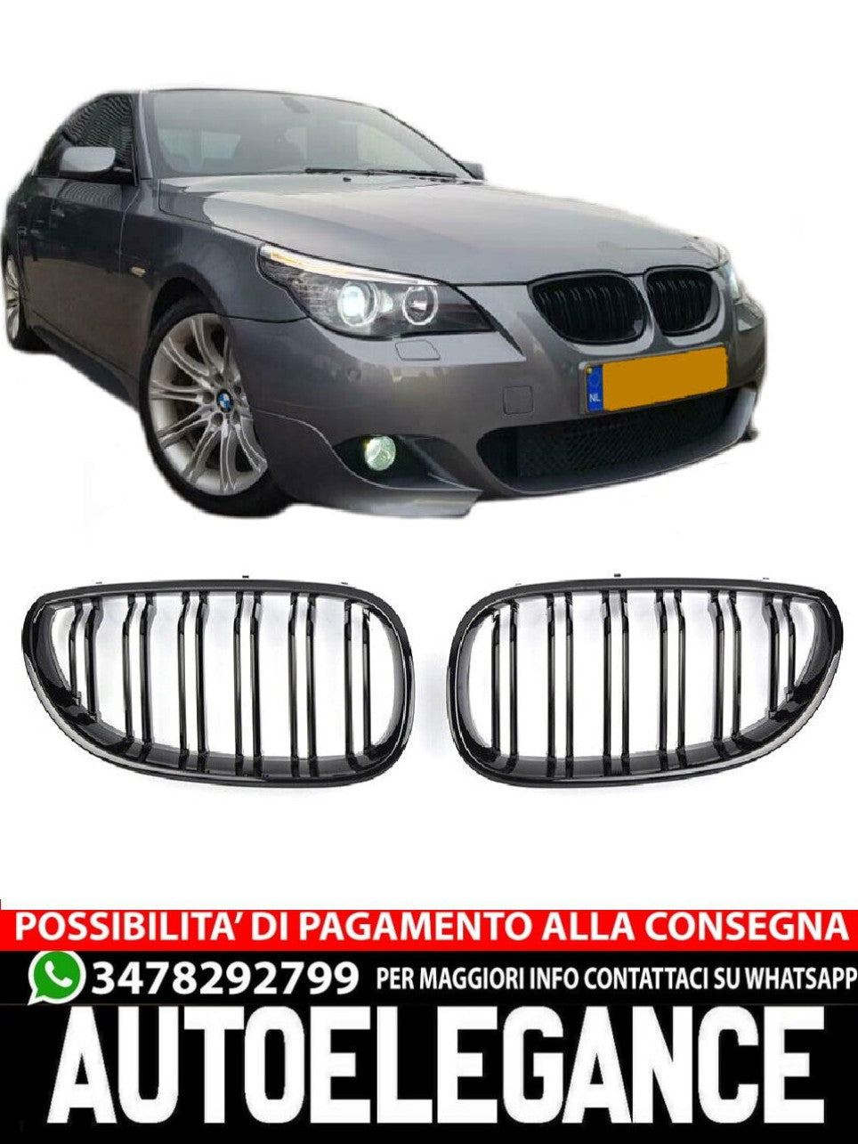 SUITABLE FOR BMW 5 SERIES E60 E61 SPORT DOUBLE BRAKE GLOSS BLACK 