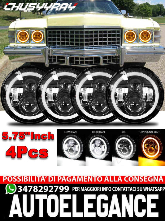 4 x 5.75 5-3/4" Chrome LED Headlights Fit For Cadillac DeVille 62-74 Calais 65-74 