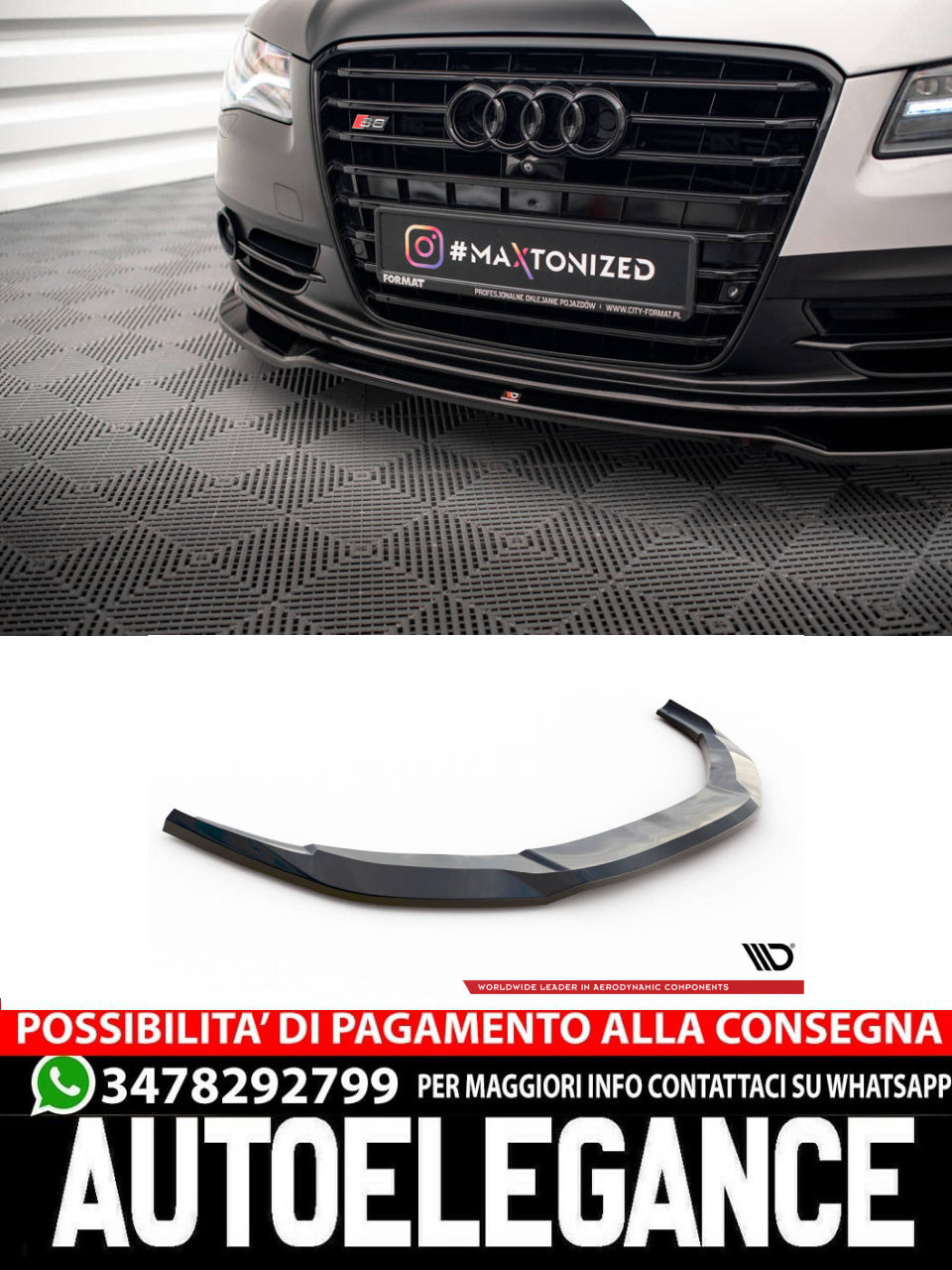 SPLITTER ANTERIORE ADATTO PER V.1 AUDI S8 D4  (2012-2015)