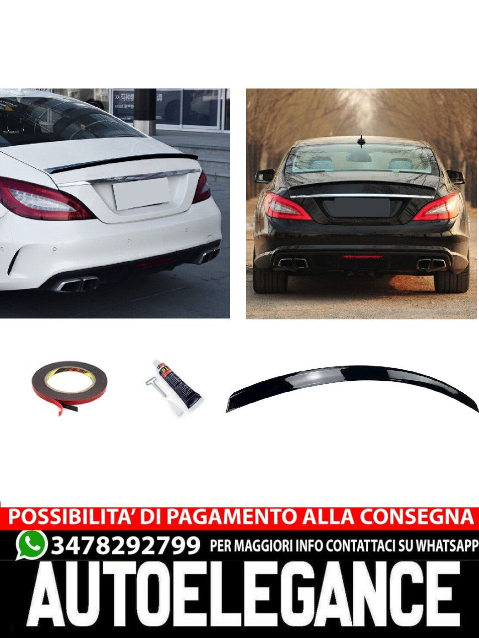 SPOILER POSTERIORE NERO LUCIDO per Mercedes C118 CLS Coupé