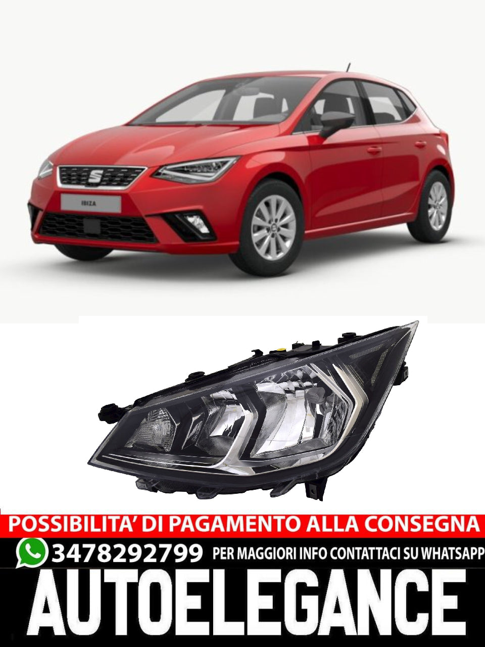 Faro anteriore sinistro per Seat Ibiza Arona KJ 2017- H7 faro anteriore LWR