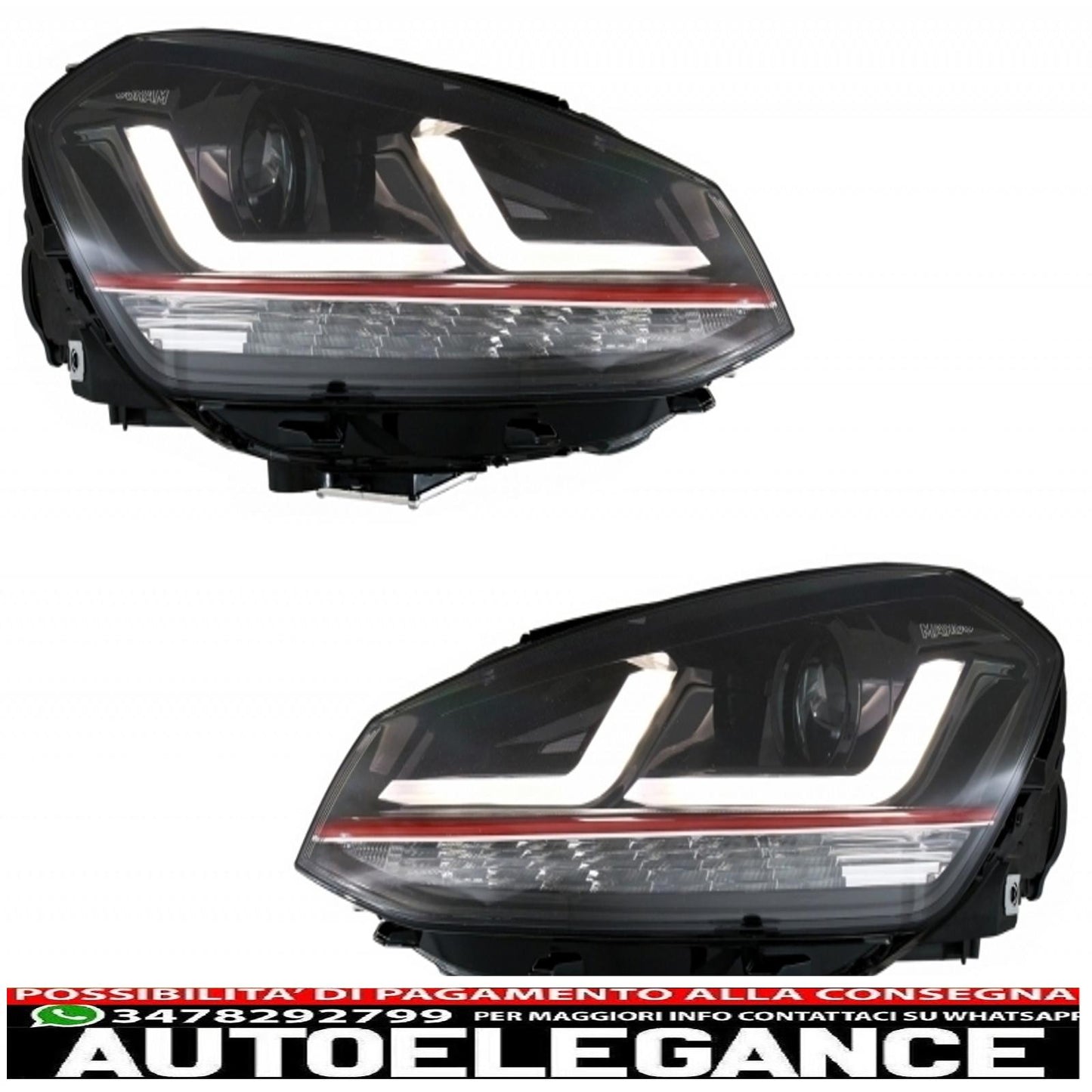 Fari osram full led con indicatori dinamici a specchio adatti per vw golf 7 vii (2012-2017) red gti upgrade xenon e alogena