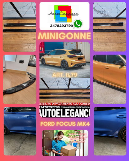 SOTTO MINIGONNE ADATTE PER FORD FOCUS MK4 2019+ NERO LUCIDO LOOK SPORTIVE