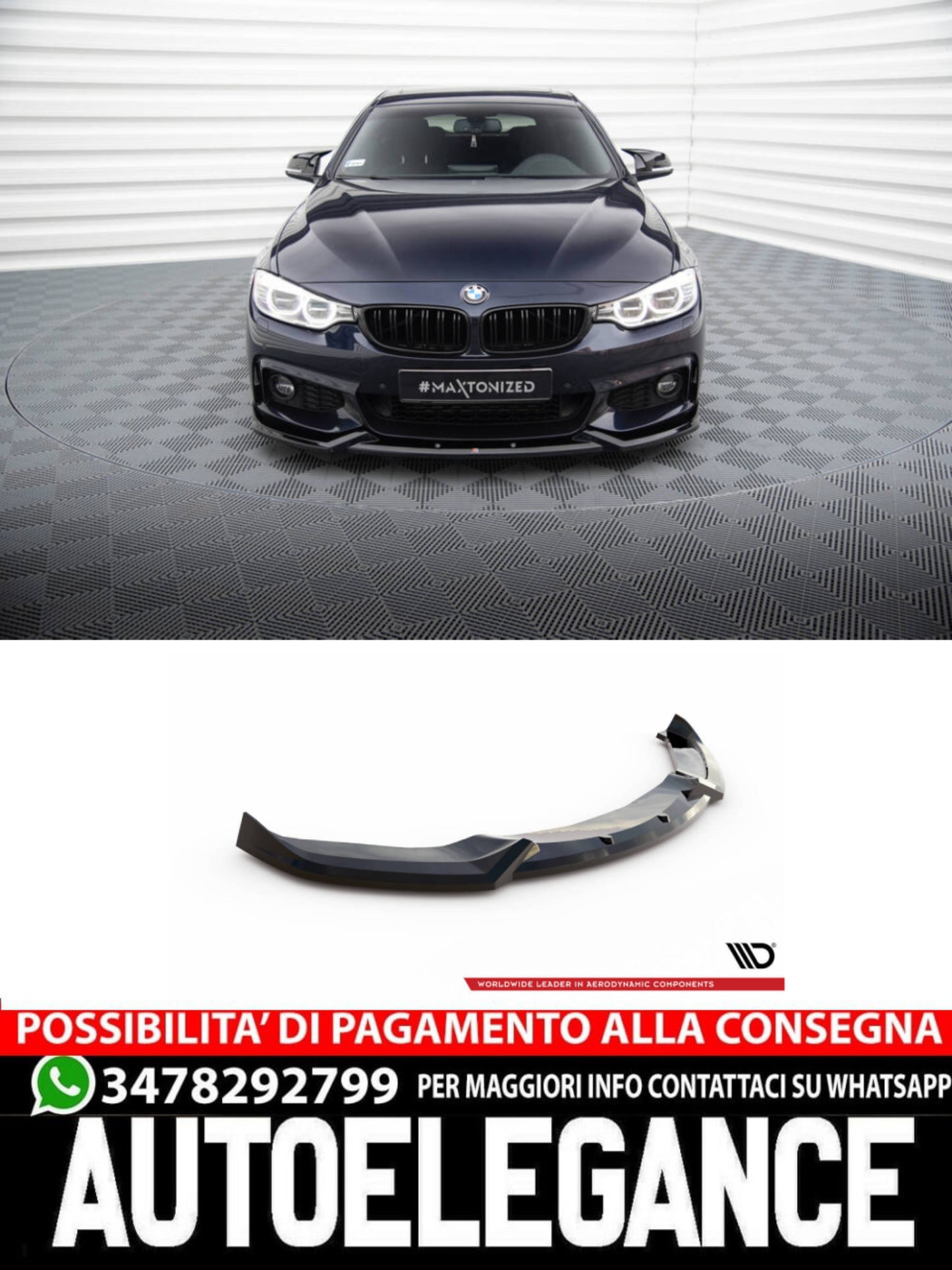 SPLITTER ANTERIORE COMPATIBILE PER  V.1 BMW 4 GRAN COUPE M-PACK F36  (2014-2017)