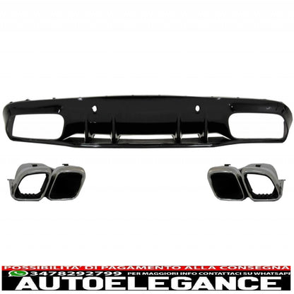Diffusore mantovana per paraurti con alette paraurti posteriore adatto per mercedes classe c c205 a205 coupe cabriolet (2014-2019) restyling c63s design
