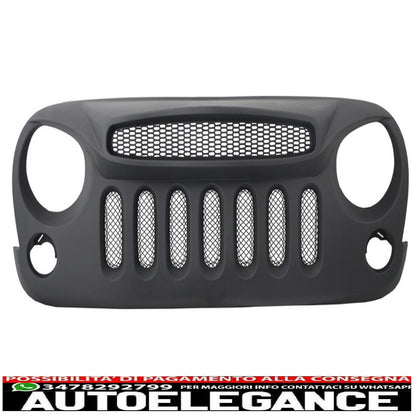 Front Mount Grille and LED Lights Fit for Jeep Wrangler Rubicon JK (2007-2017) Angry Bird Design Spectre Mask