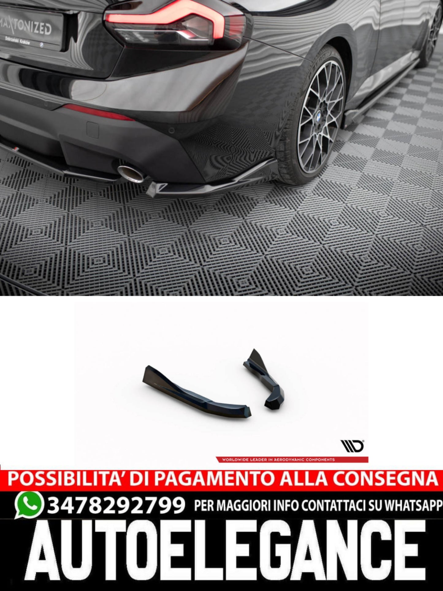 SPLITTER LATERALI POSTERIORI V.2 ADATTO PER  BMW 2 COUPE G42  (2021 - )