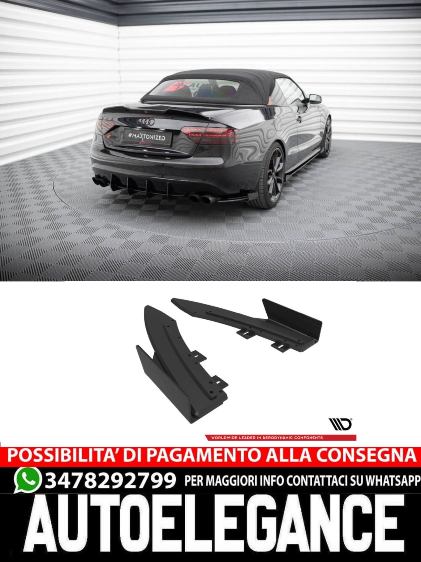 STREET PRO SPLITTER POSTERIORI + FLAPS ADATTO PER AUDI S5 / A5 S-LINE COUPÉ / CABRIOLET 8T