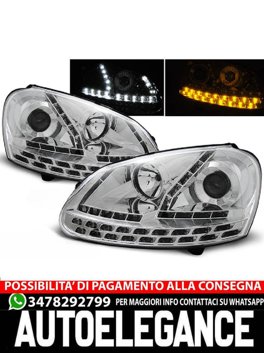 FARI ANTERIORI DAYLIGHT CHROME per VW GOLF 5 03-08