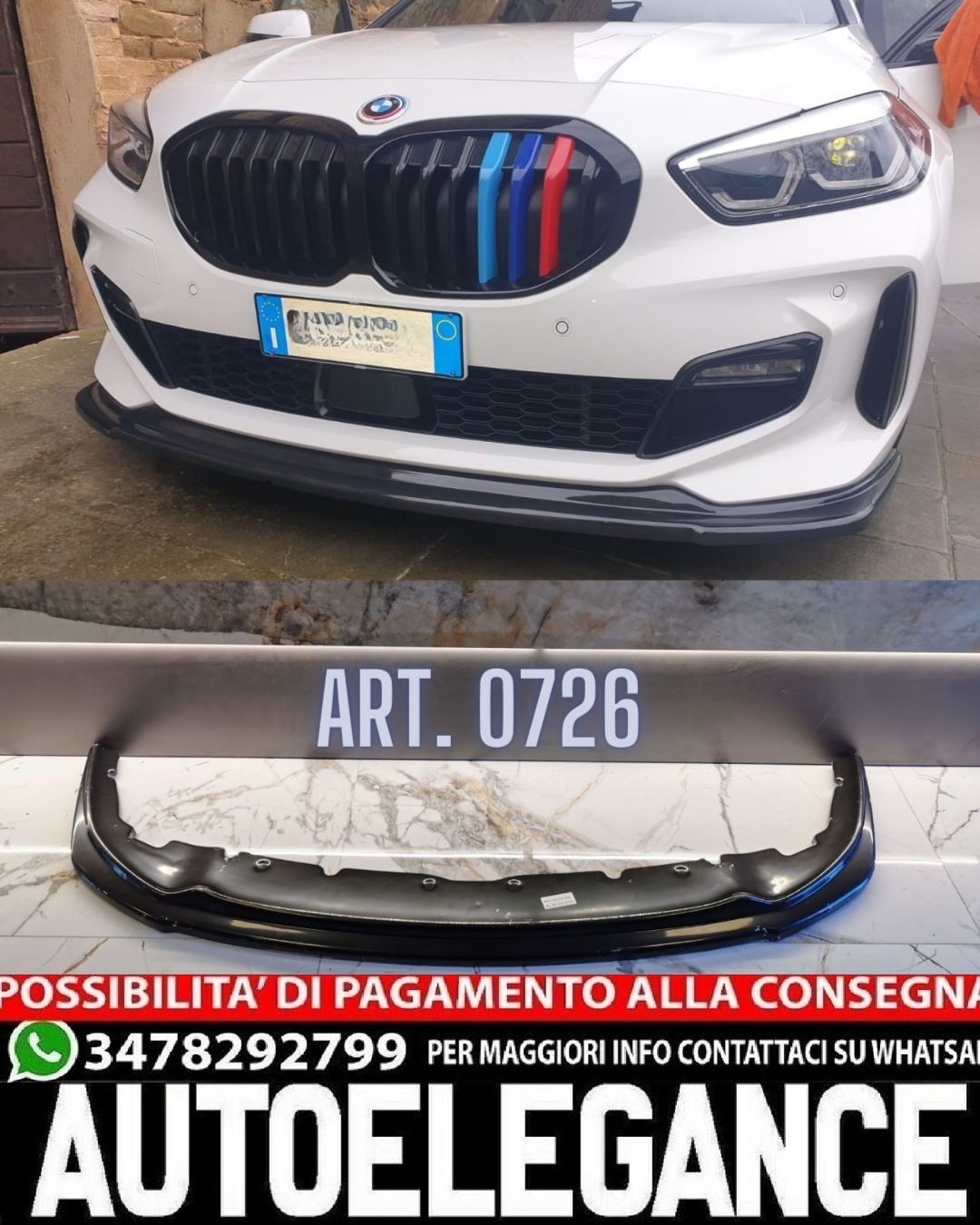 SPLITTER ADATTO PER BMW SERIE 1 F40 MSPORT NERO LUCIDO LOOK SPORTIVO