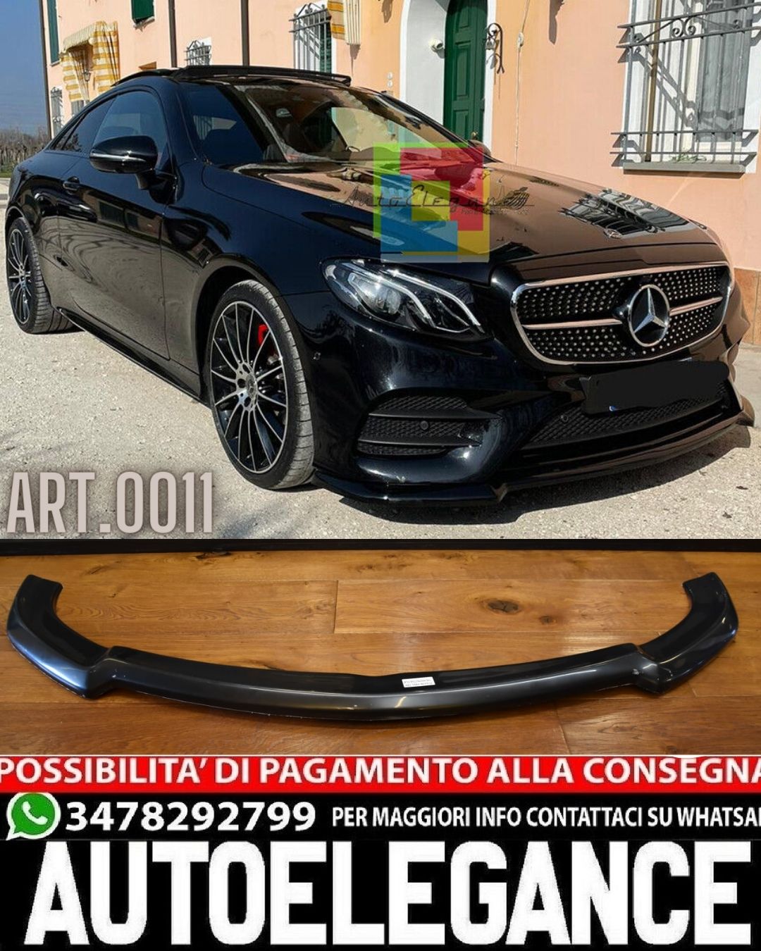 SPLITTER ADATTO PER MERCEDES CLASSE E W213 C238 A238 AMG ABS LOOK NERO LUCIDO