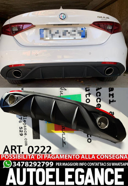 DIFFUSORE ADATTO PER ALFA ROMEO GIULIA LOOK VELOCE OPACO + TERMINALI CROMATI