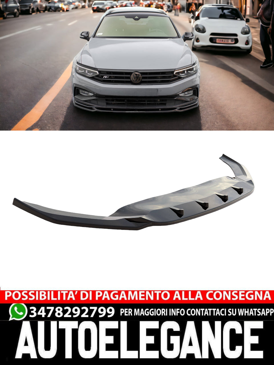 FRONT SPLITTER V.1 VOLKSWAGEN PASSAT R-LINE B8 FACELIFT 