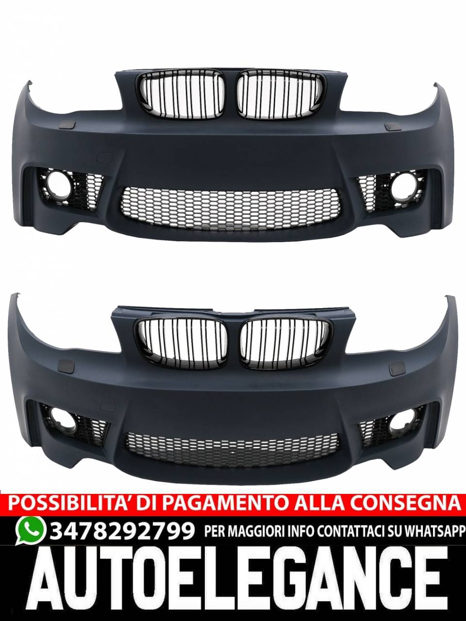 Paraurti anteriore adatto per BMW Serie 1 E81 E82 E87 E88 (2004-2011) 1M Design