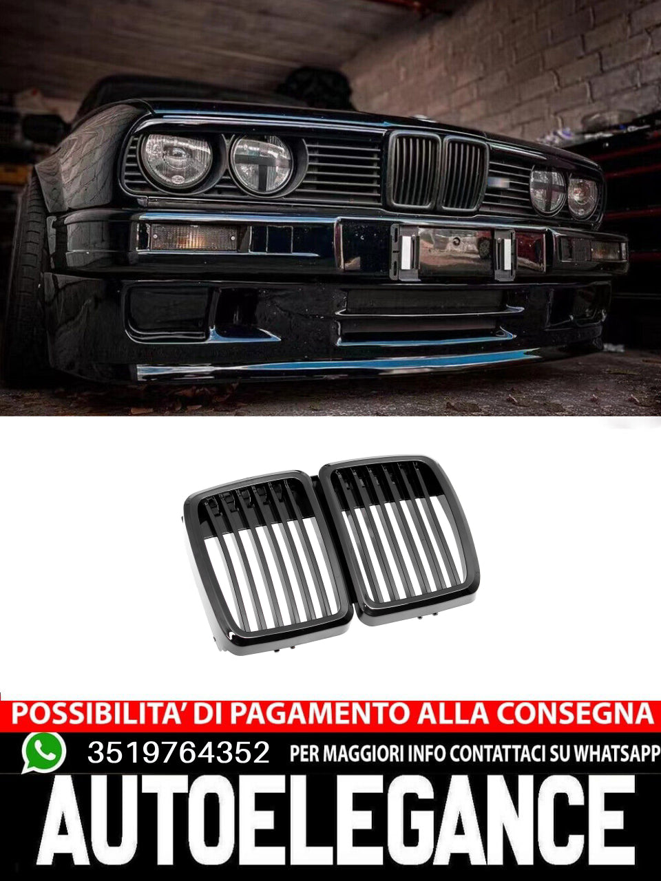 Griglia per reni griglia a ponte singola adatta per BMW Serie 3 E30 1982-1992