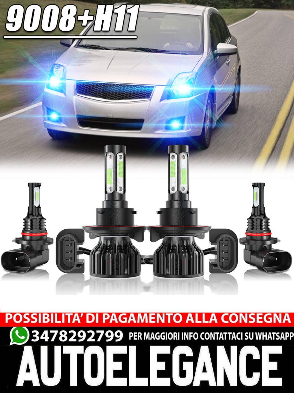 Per Nissan Sentra 2007 2008 2009 Faros LED Hi / Low+Kit de luces antiniebla