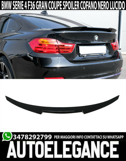 BMW SERIE 4 F36 2014+ SPOILER COFANO ALETTONE DESIGN M4 SPORTIVO ABS NERO IT AUTOELEGANCERICAMBI