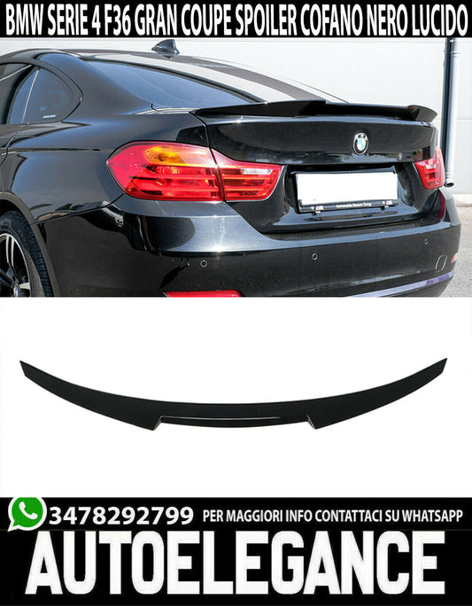 BMW SERIE 4 F36 2014+ SPOILER COFANO ALETTONE DESIGN M4 SPORTIVO ABS NERO IT AUTOELEGANCERICAMBI
