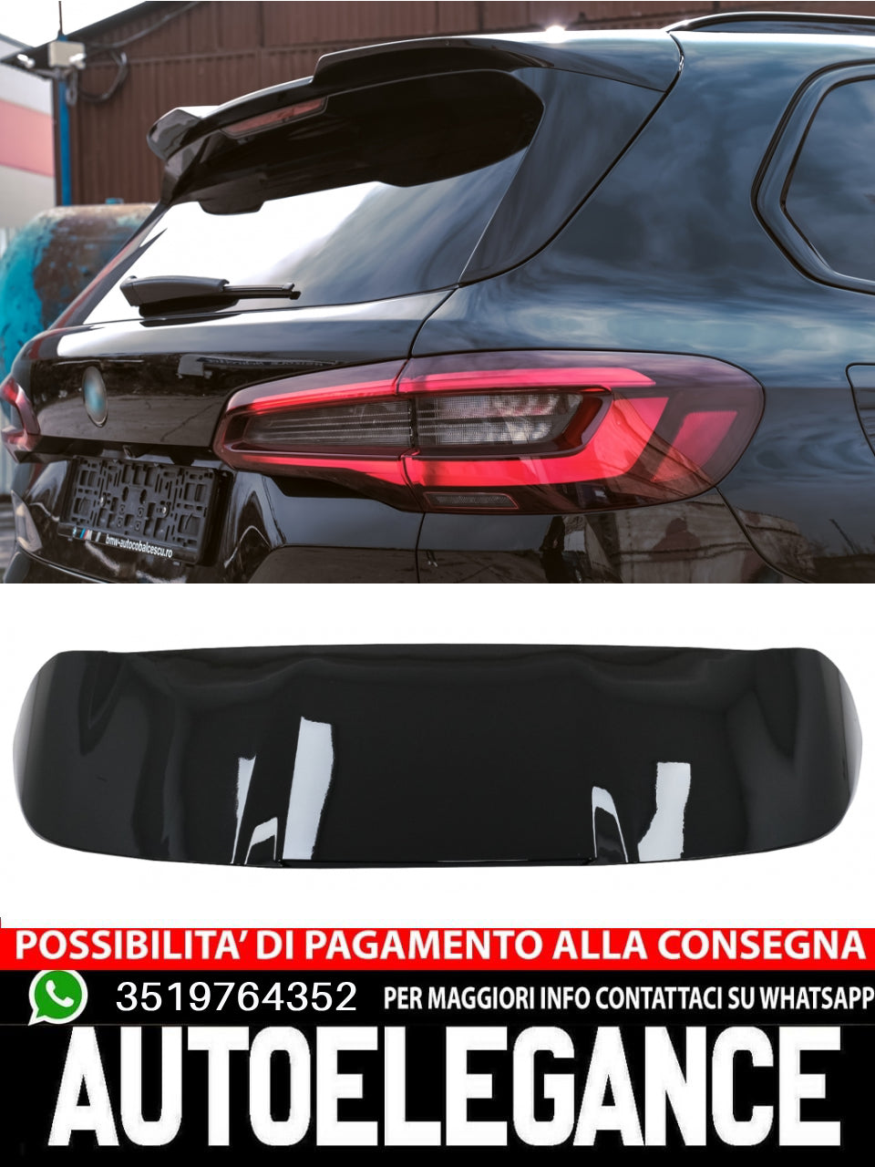 Spoiler sul tetto adatto per BMW X5 G05 (dal 2018 in poi) Piano Black