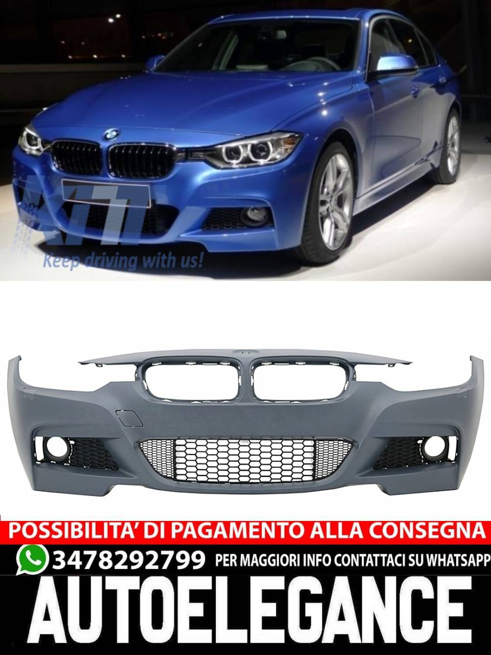Paraurti anteriore adatto per BMW Serie 3 F30 F31 (2011-2019) M-Technik