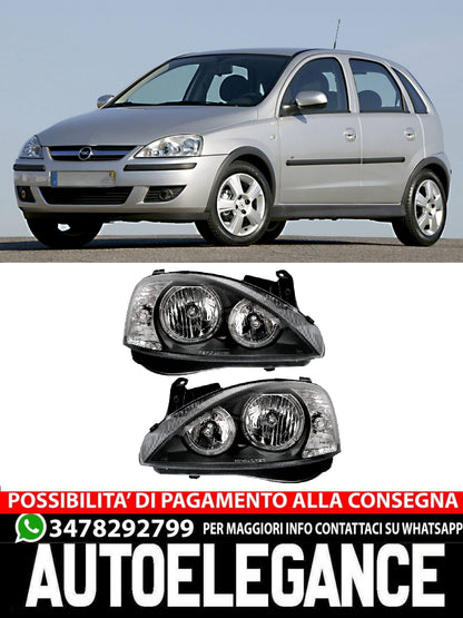 Angel Eyes Headlight Set for Opel Corsa C 00-06 in Black H7 Left Right 