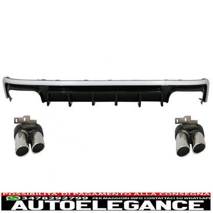 Diffusore a mantovana per paraurti posteriore con terminali di scarico adatto per audi a6 c8 4k avant berlina (2018-up) s6 design argento
