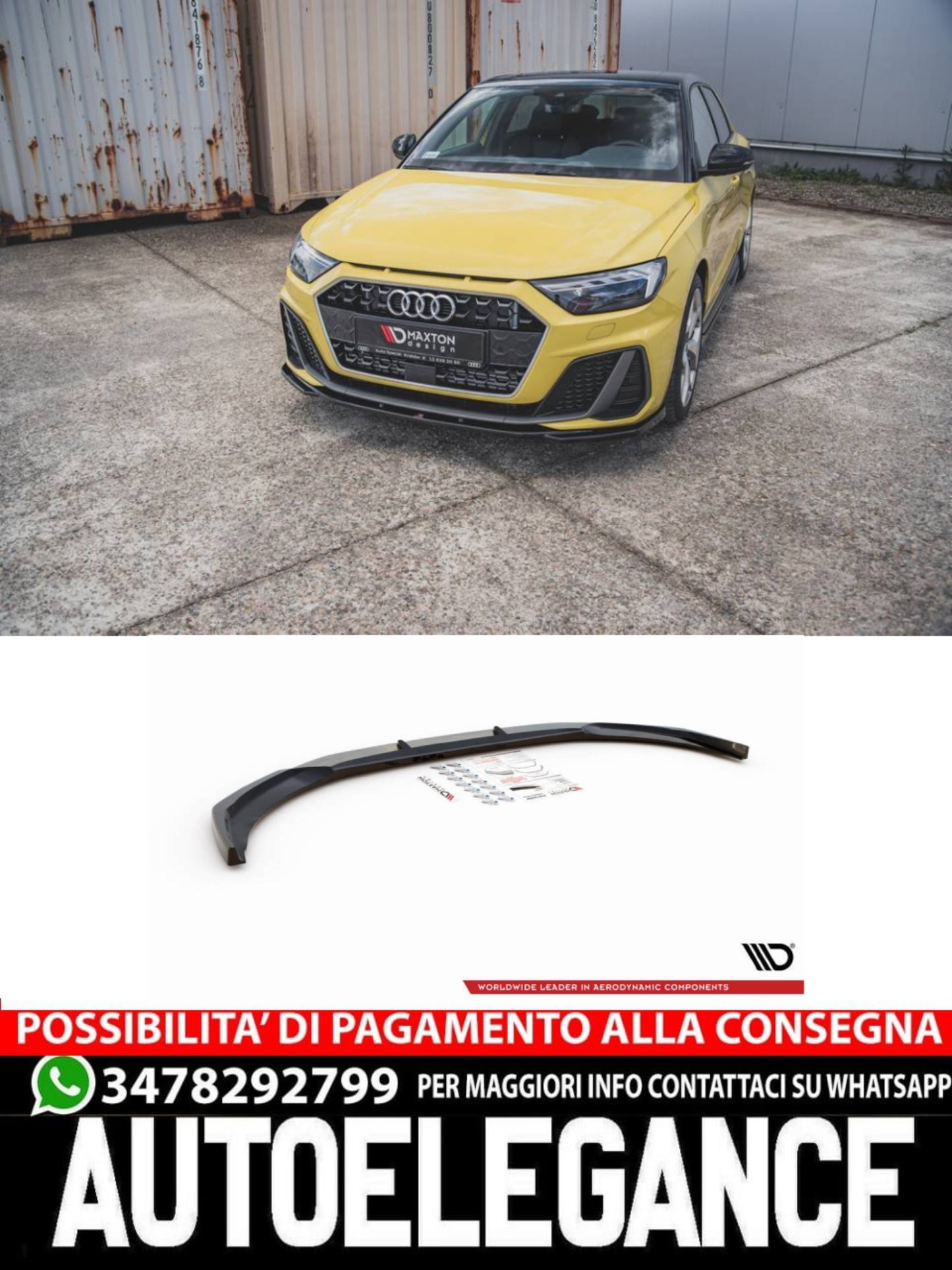 SPLITTER ANTERIORE adatto compatibile per V.2 AUDI A1 S-LINE GB (2018 - )